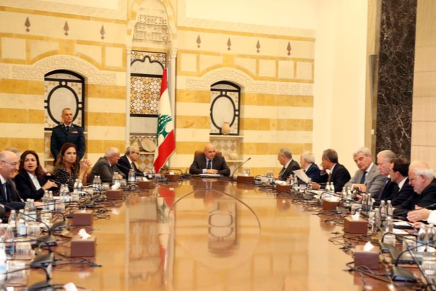 Le président libanais Joseph Aoun dirige une réunion du cabinet qui devait discuter du désarmement du Hezbollah, au palais présidentiel de Baabda, à l'est de Beyrouth, au Liban, jeudi 7 août 2025 (Photo : Présidence libanaise)