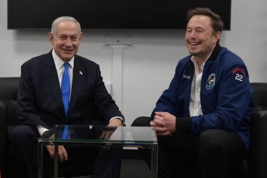 Le Premier ministre israélien Benjamin Netanyahu rencontre Elon Musk. (Photo : Avi Ohayon/GPO)