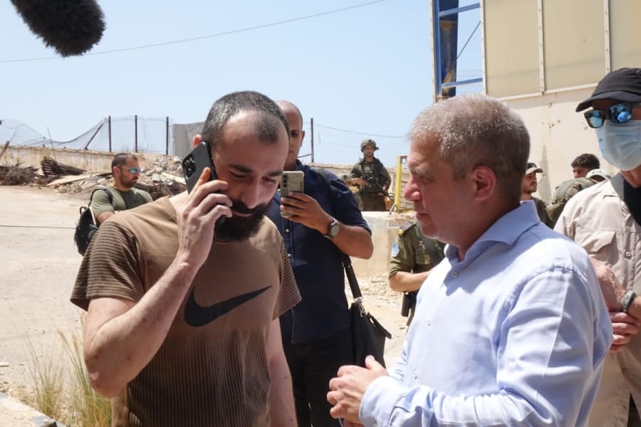 Salah Abu-Hussein, an Israeli citizen, who had been imprisoned in Lebanon for approximately one year, returns to Israel, August 21, 2025. (Photo: Michael Dimenstein/GPO)