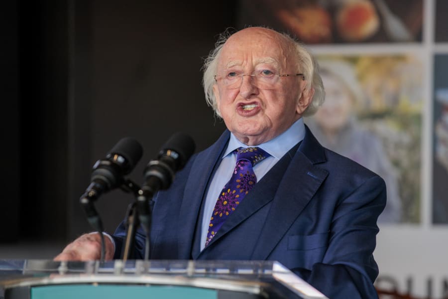 Illustrative: Ireland's President Michael D. Higgins speaks to the media at Phoenix Park in Dublin, May 29, 2025. (Photo: PA via Reuters)