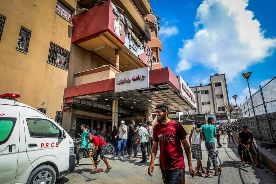 The site of an Israeli airstrike at the Nasser Hospital in Khan Younis, in the southern Gaza Strip, August 25, 2025. (Photo: Abed Rahim Khatib/Flash90)