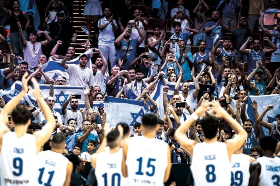 Israeli players celebratevafter beating Iceland 83-71 on Thursday in Katowice, Poland, at EuroBasket 2025. (Photo: FIBA)