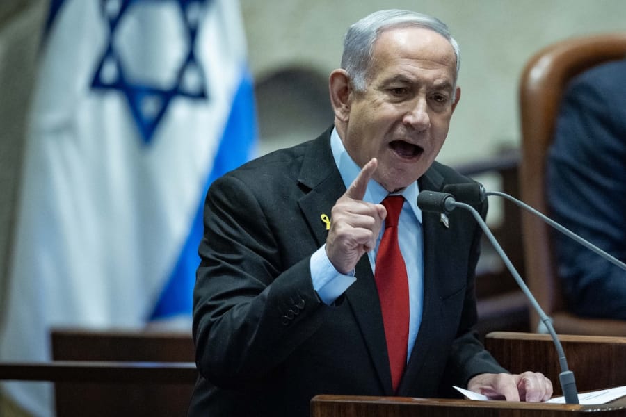 Israeli Prime Minister Benjamin Netanyahu speaks at the plenum hall of the Knesset, in Jerusalem, May 28, 2025. (Photo: Yonatan Sindel/Flash90)