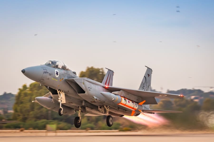 Illustrative - Israeli F-15D takes off with a Blue Sparrow test missile. (Photo: IAF)