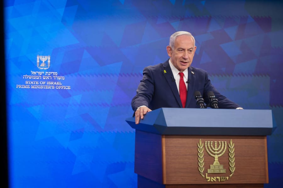 Israeli Prime Minister Benjamin Netanyahu holds a press conference at the Prime Minister's office in Jerusalem, September 16, 2025. (Photo: Marc Israel Sellem/POOL)