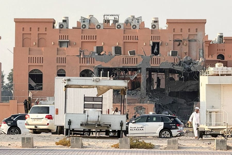 A damaged building, following an Israeli attack on Hamas leaders, according to an Israeli official, in Doha, Qatar, September 9, 2025. Photo: Reuters Connect by Ibraheem Abu Mustafa
