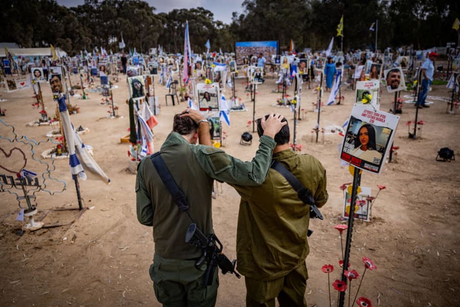 Israelis visit the site of the Re'im music festival massacre, in southern Israel, October 6, 2024. (Photo: Yonatan Sindel/Flash90)