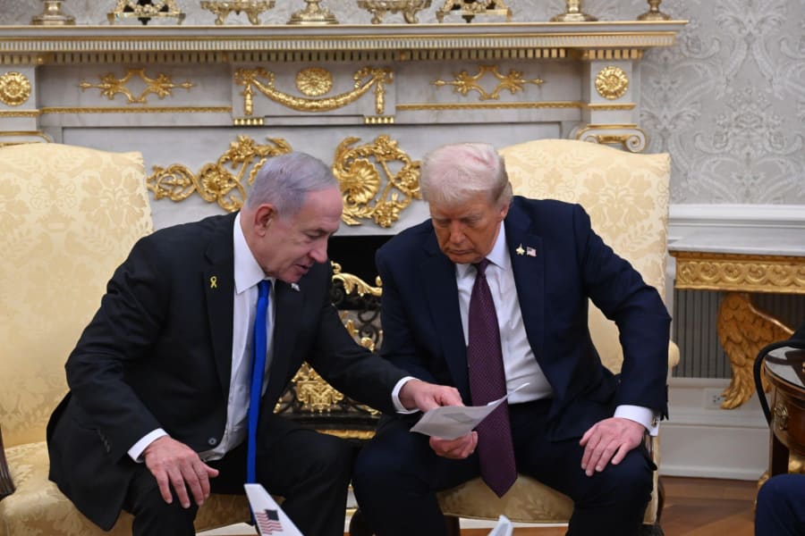 Israeli Prime Minister Benjamin Netanyahu meets with US President Donald Trump at the White House, Sept. 29, 2025. (Photo: Avi Ohayon/GPO)
