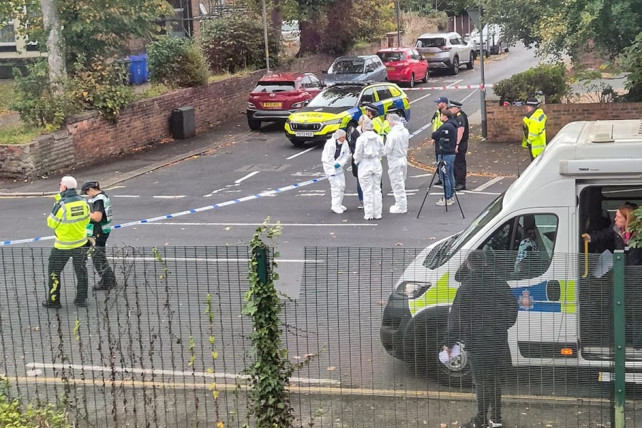 Police at the scene during the Manchester synagogue attack, Manchester, United Kingdom, October 2, 2025. (Photo: Mark Cosgrove/News Images/Sipa USA via Reuters)