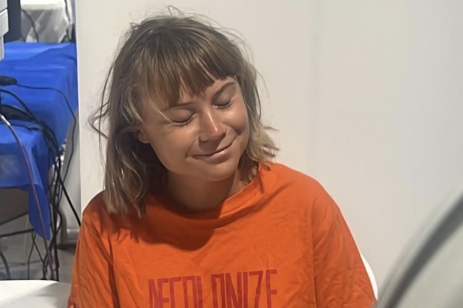 Greta Thunberg after being removed from the Gaza flotilla (Photo: Israel Foreign Ministry )