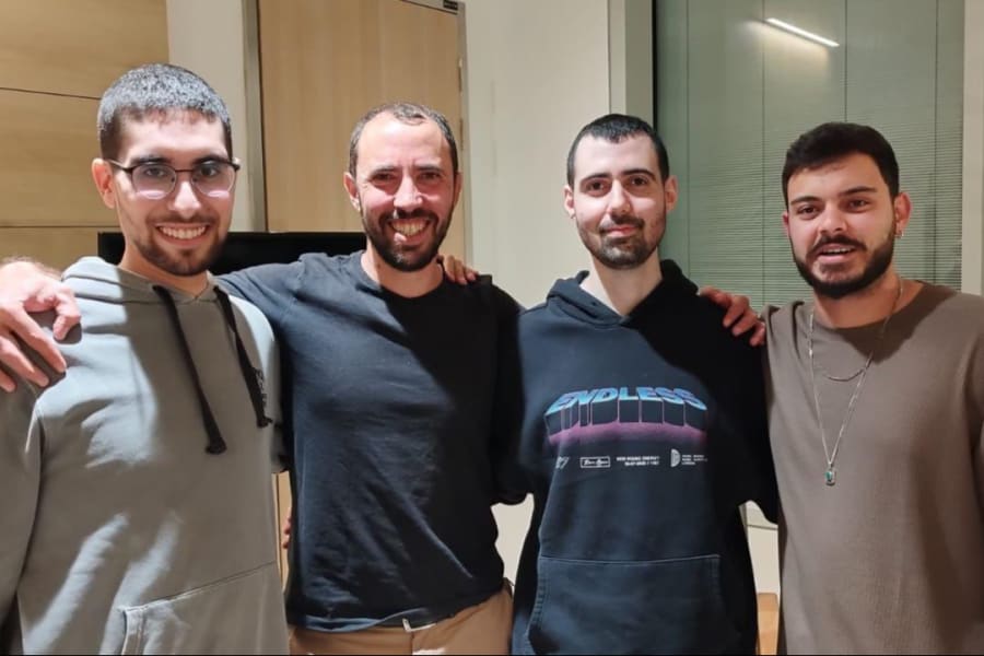 Evyatar David, Tal Shoham, Guy Gilboa-Dalal, and Omer Wenkert, reunited on Oct 18, 2025. (Photo: Screenshot/X, used under Section 27A of the Copyright Act)