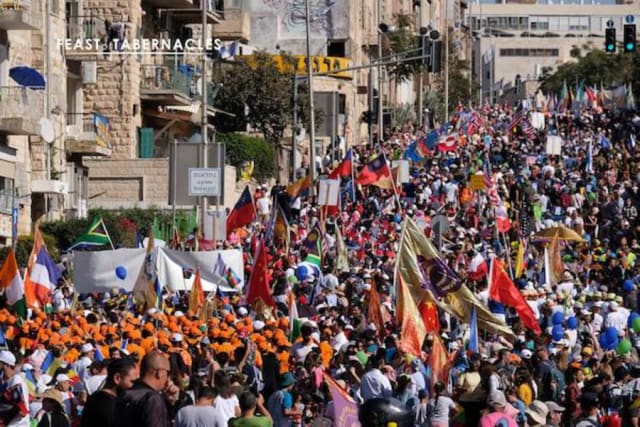 Jerusalem March during the Feast of Tabernacles 2018 organized by The International Christian Embassy Jerusalem (Photo: ICEJ/Facebook)