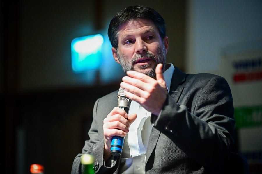 Chairperson of the Religious Zionism party MK Bezalel Smotrich at a conference of the Federation of Israeli Chambers of Commerce in Tel Aviv, Oct. 23, 2022. (Photo: Avshalom Sassoni/Flash90)
