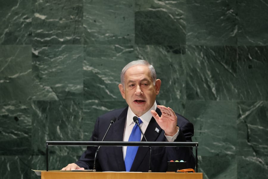 Israeli Prime Minister Benjamin Netanyahu addresses the 78th Session of the UN General Assembly in New York City, September 22, 2023. (Photo: REUTERS/Brendan McDermid)