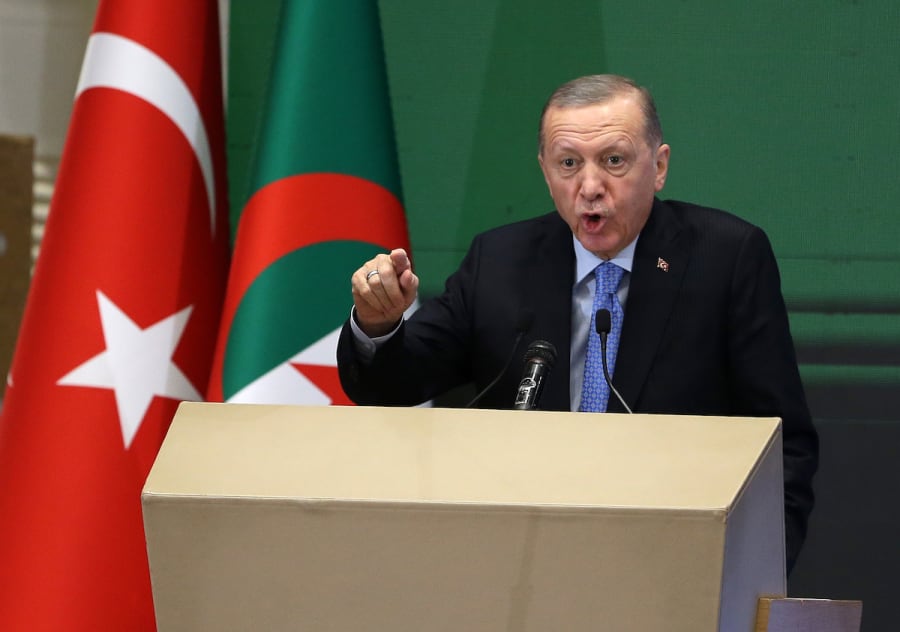 Turkish President Recep Tayyip Erdoğan in Algiers, Algeria, November 21, 2023. (Photo: Billel Bensalem / APP/NurPhoto)