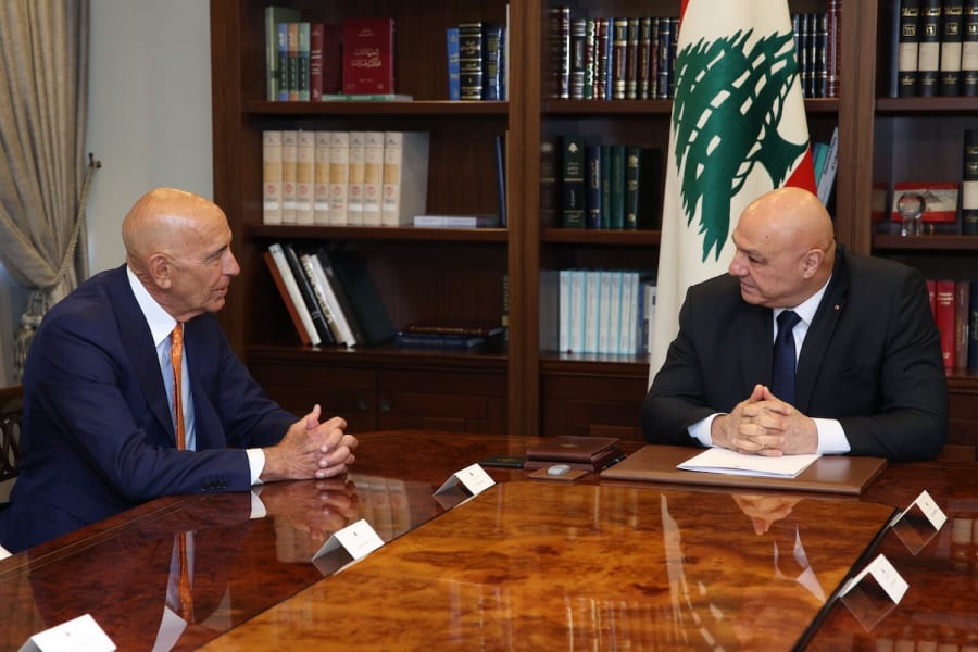 U.S. Special Envoy for Syria and Ambassador to Turkey Thomas Barrack meets with Lebanese President Joseph Aoun in Beirut, Lebanon, July 7, 2025. (Photo: Lebanese Presidency)