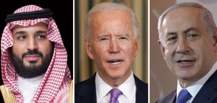 Saudi Crown Prince Mohammed bin Salman, Israeli Prime Minister Netanyahu, US President Joe Biden (Photo: Facebook, GPO, Shutterstock)
