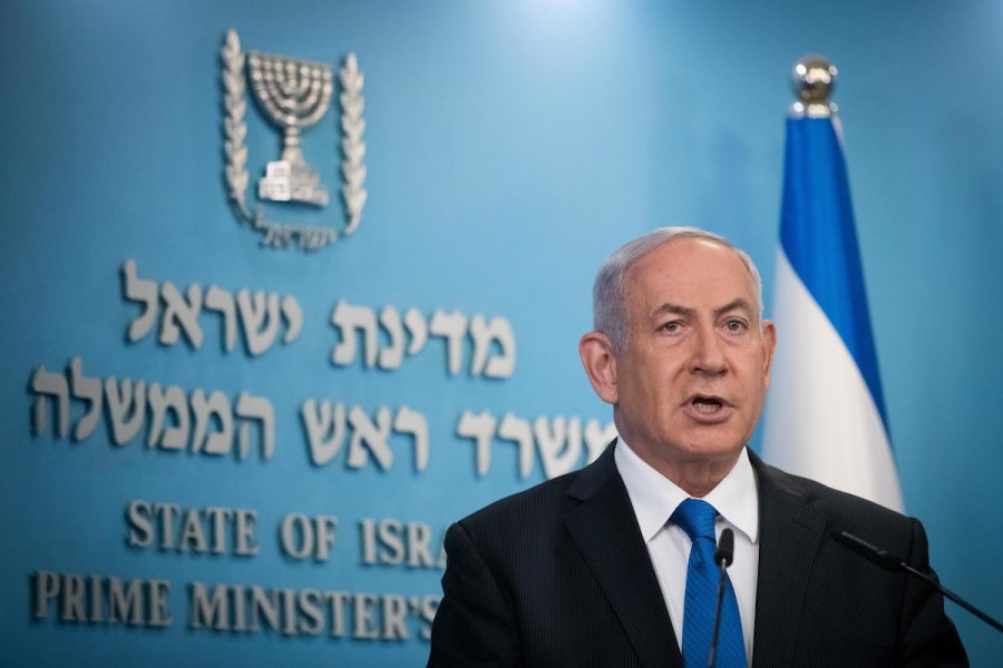 Israeli Prime Minister Benjamin Netanyahu gives a press statement at the PM's office in Jerusalem, on August 13, 2020. (Photo: Flash90)