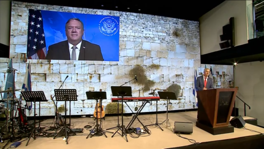 U.S. Secretary of State Mike Pompeo addresses the 2020 Jerusalem Prayer Breakfast by video. (Photo: Screenshot)