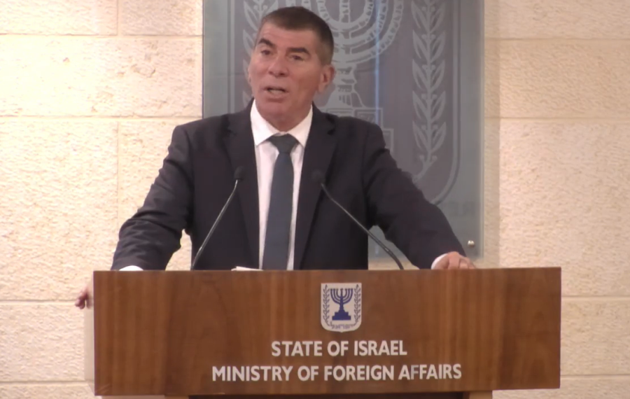 Foreign Minister Ashkenazi at a joint press conference in Israel with the Bahraini FM, Nov. 18, 2020 (Photo: screenshot)