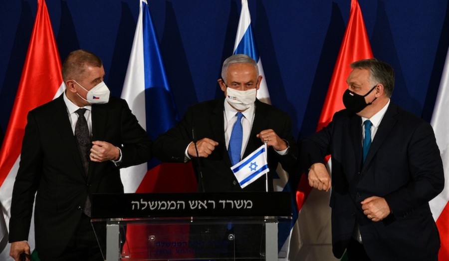 Prime Minister Benjamin Netanyahu with Czech Prime Minister Andrej Babiš (L) and Hungarian Prime Minister Viktor Orban (Photo: Haim Zach/GPO)
