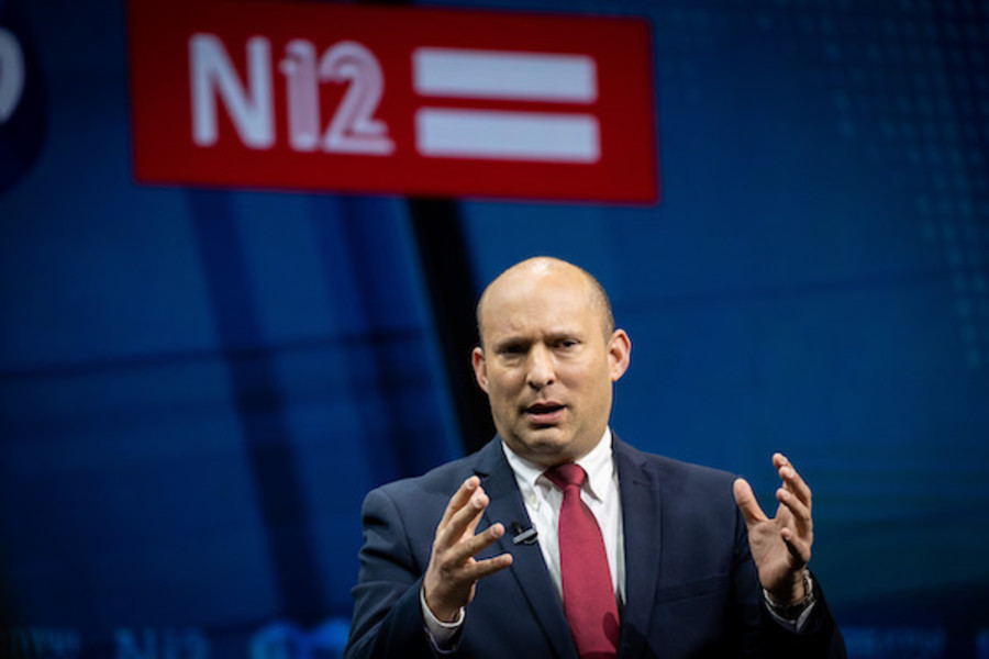 Yamina chairman MK Naftali Bennett attends a conference of the Israeli Television News Company in Jerusalem on March 7, 2021. (Photo: Yonatan Sindel/Flash90