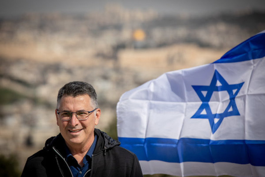 Gideon Sa'ar, head of the New Hope political party at Armon Hanatziv Promenade, overlooking the Old City of Jerusalem, February 23, 2021. (Photo: Yonatan Sindel/Flash90