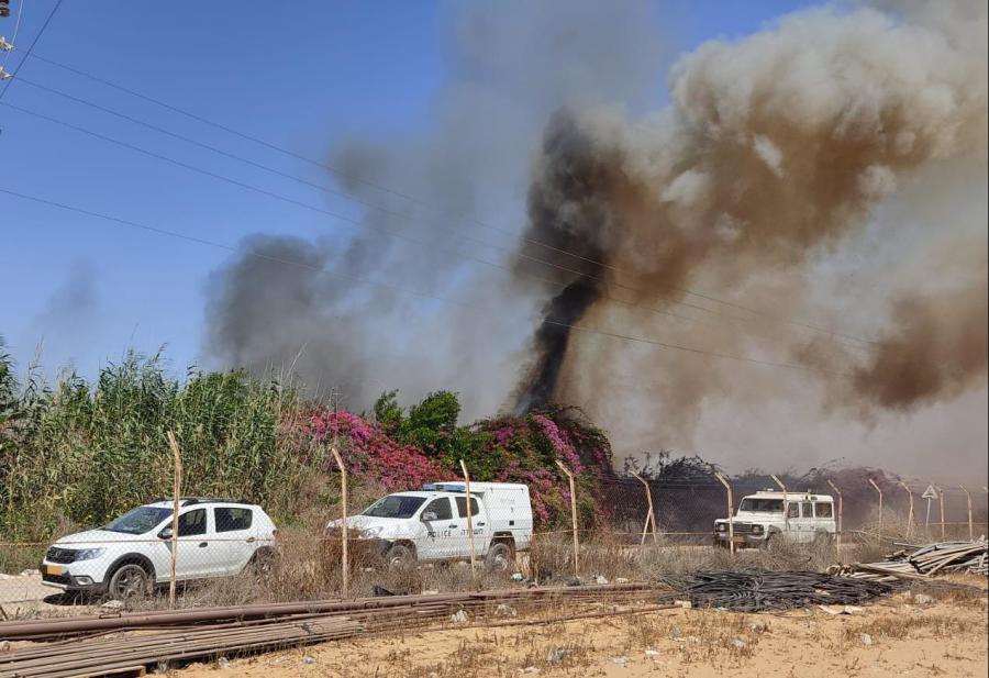 The scene of a deadly rocket attack in southern Israel in which two foreign workers from Thailand were killed. (Photo: ZAKA)