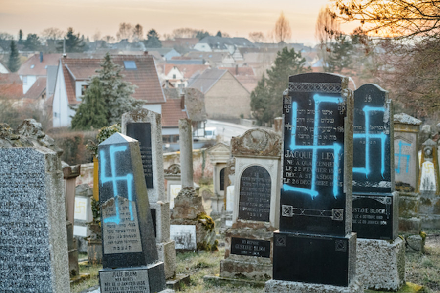 Illustrative - Tombstones vandalized with Nazi Swastikas in Jewish cemetery near Strasbourg, France (Photo: Shutterstock)