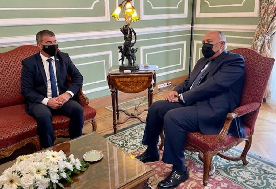 Israeli Foreign Minister Gabi Ashkenazi meets with Egypt’s Foreign Minister Sameh Shoukry in Cairo, May 30, 2021 (Photo: Egypt MFA Spokesperson/Twitter)