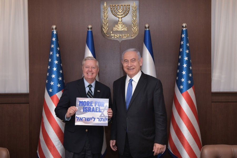 Prime Minister Benjamin Netanyahu at the Prime Minister's Office in Jerusalem, with U.S. Sen. Lindsey Graham, May 31, 2021. (Photo: Koby Gideon/GPO)