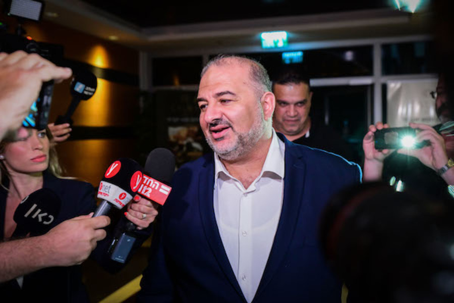 Mansour Abbas, head of the Ra'am party arrives to coalition talks at the Maccabiah village in Ramat Gan on June 2, 2021. (Photo: Avshalom Sassoni/Flash90)