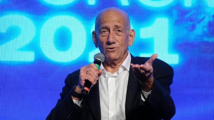 Former Israeli Prime Minister Ehud Olmert speaking at the Global Investment Forum in Dubai, June 2, 2021 (Photo: All Israel News)