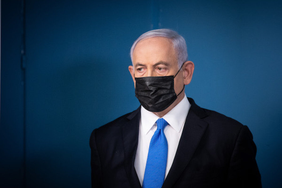 Israeli Prime Minister Benjamin Netanyahu gives a press conference at the Prime Minister's office in Jerusalem, April 20, 2021. (Photo: Yonatan Sindel/Flash90)