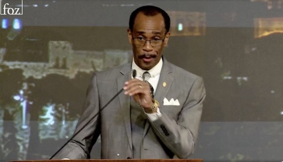 Bishop Glenn Plummer addresses the Jerusalem Prayer Breakfast, June 9, 2021. (Photo: Facebook)