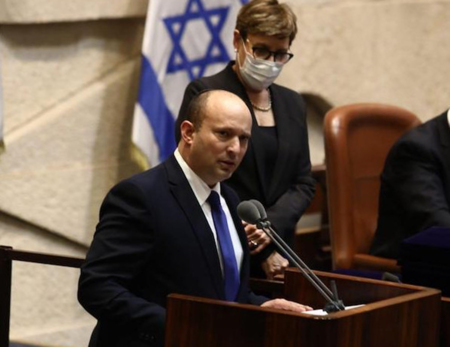 Naftali Bennett speaking at the Knesset before being sworn-in as the 13th prime minister of Israel (Photo: GPO)