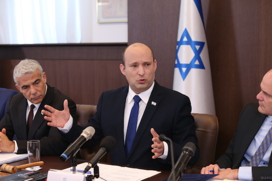 Israeli Prime Minister Naftali Bennett leads a Cabinet meeting at the Prime Minister's Office in Jerusalem on June 20, 2021. (Photo: Amit Shabi/POOL)