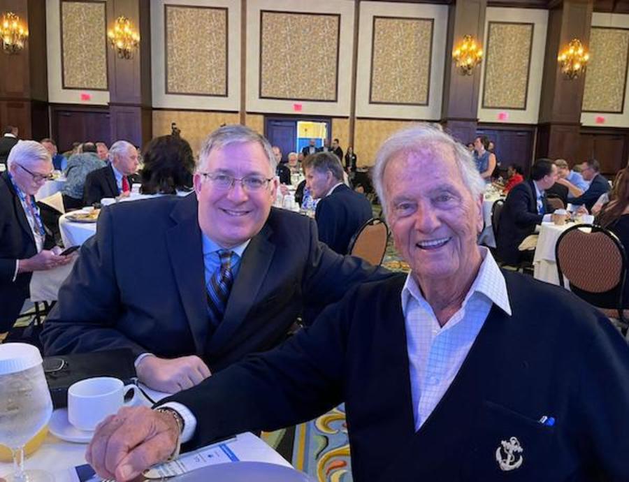 Joel C. Rosenberg with Pat Boone at the National Religious Broadcasters Convention, June 22, 2021 (Photo: All Israel News)