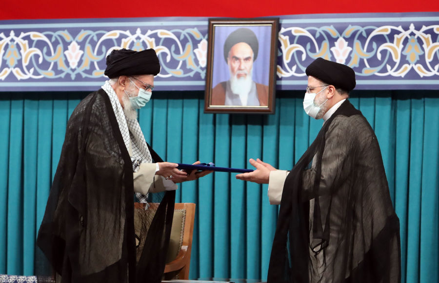 Iranian Supreme Leader Ayatollah Khamenei endorses the people’s vote, appoints Seyyed Ebrahim Raisi as the president of the Islamic Republic of Iran, Aug. 3, 2021 (Photo: Presidency of the Islamic Republic of Iran)