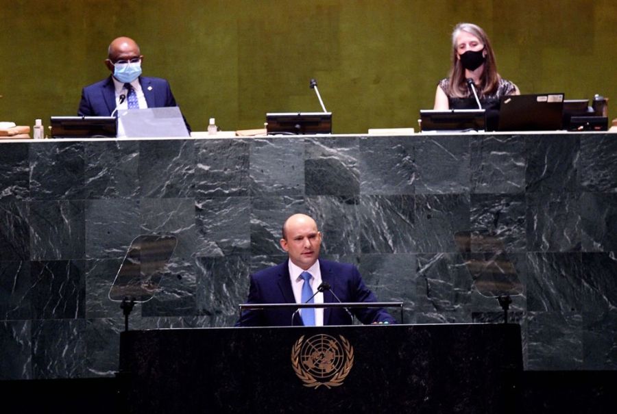Israeli Prime Minister Naftali Bennett addresses the UN General Assembly, Sept. 27, 2021 (Photo: Avi Ohayon/GPO)