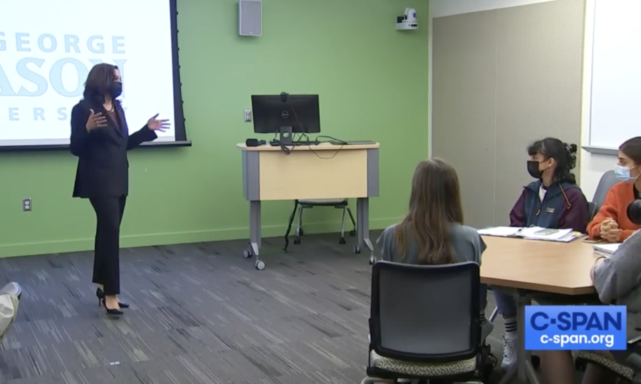 U.S. Vice President Kamala Harris speaks with students at George Mason University, Sept. 28, 2021 (Photo: screenshot)