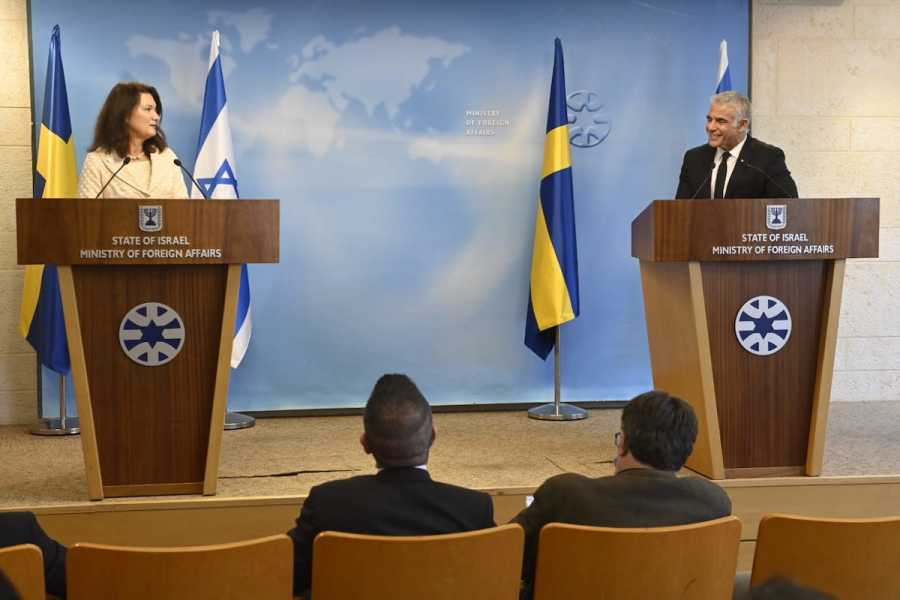 Israeli Foreign Minister and his Swedish counterpart, Ann Linde, at a joint press conference in Jerusalem, Oct. 18, 2021 (Photo: Israeli Ministry of Foreign Affairs)