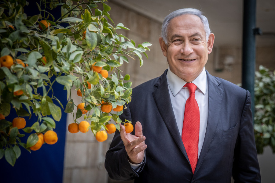 Portrait of then-Prime Minister Benjamin Netanyahu at his residence in Jerusalem, March 18, 2021. (Photo: Yonatan Sindel/Flash90)
