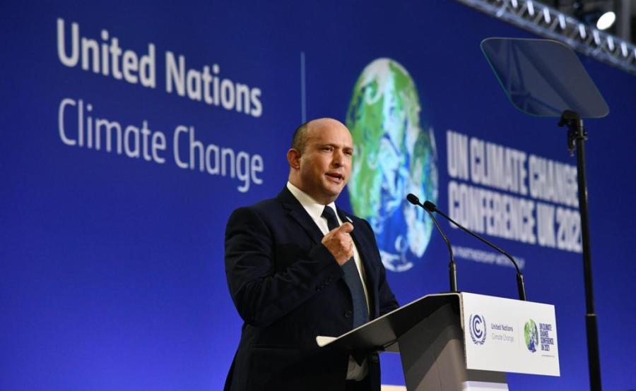 Prime Minister Naftali Bennett addresses UN Climate Change Conference, Nov. 1, 2021 (Photo: Haim Zach)
