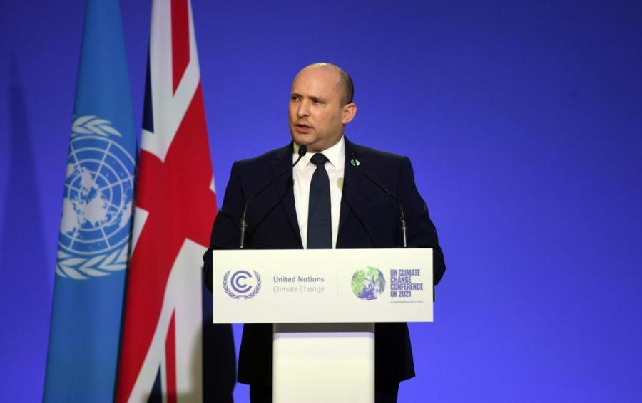 Prime Minister Naftali Bennett addresses UN Climate Change Conference, Nov. 1, 2021 (Photo: Haim Zach)