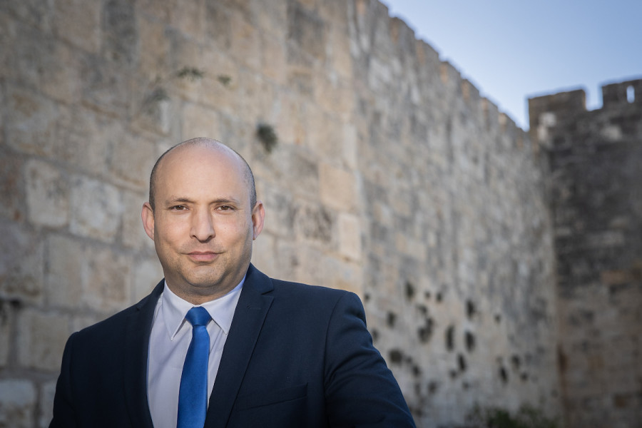 Prime Minister Naftali Bennett outside the Old City of Jerusalem (Photo: Yonatan Sindel/Flash90)