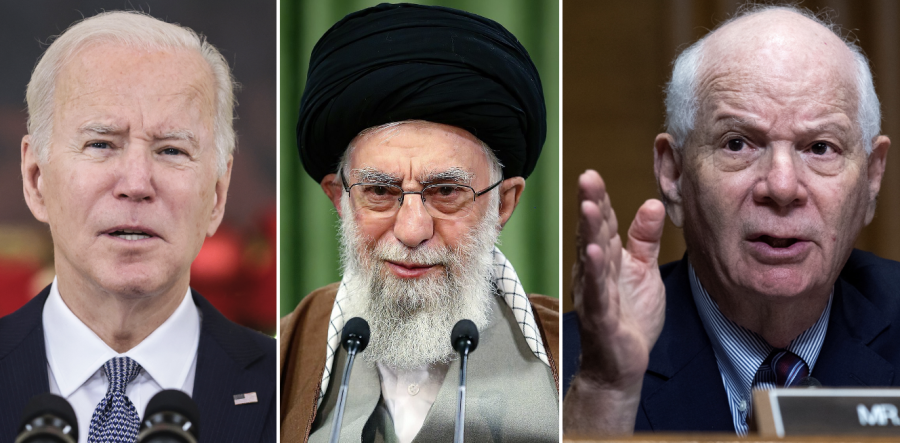 U.S. President Joe Biden (Photo: Oliver Contreras/Sipa USA), Iranian Ayatollah Ali Khamenei (Photo: khamenei.ir), U.S. Senator Ben Cardin (Photo: Tom Williams/Pool via Reuters)