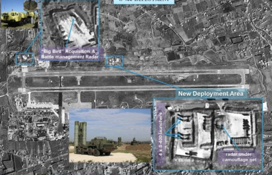 Satellite image showing deployment of the S-400 anti-aircraft system at Russia's Latakia airbase
(Photo courtesy ISI)