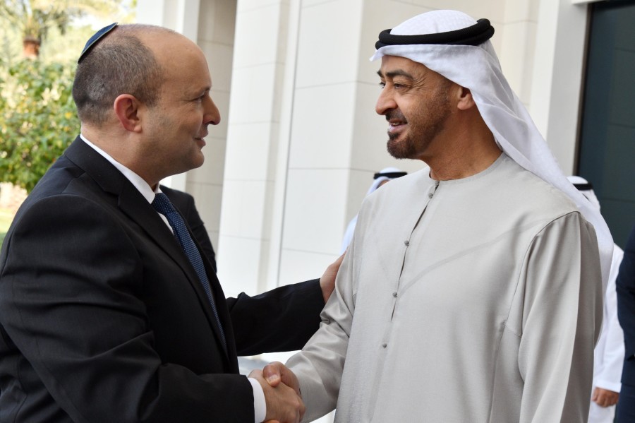 Israeli Prime Minister Naftali Bennett and the crown prince of Abu Dhabi, Sheikh Mohammed bin Zayed (Photo: Haim Zach/GPO)