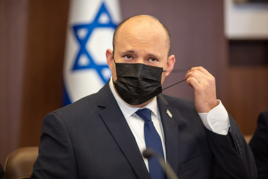 Israeli Prime Minister Naftali Bennett leads a Cabinet meeting at the Prime Minister's Office in Jerusalem on Dec. 12, 2021. (Photo: Emil Salman/POOL)